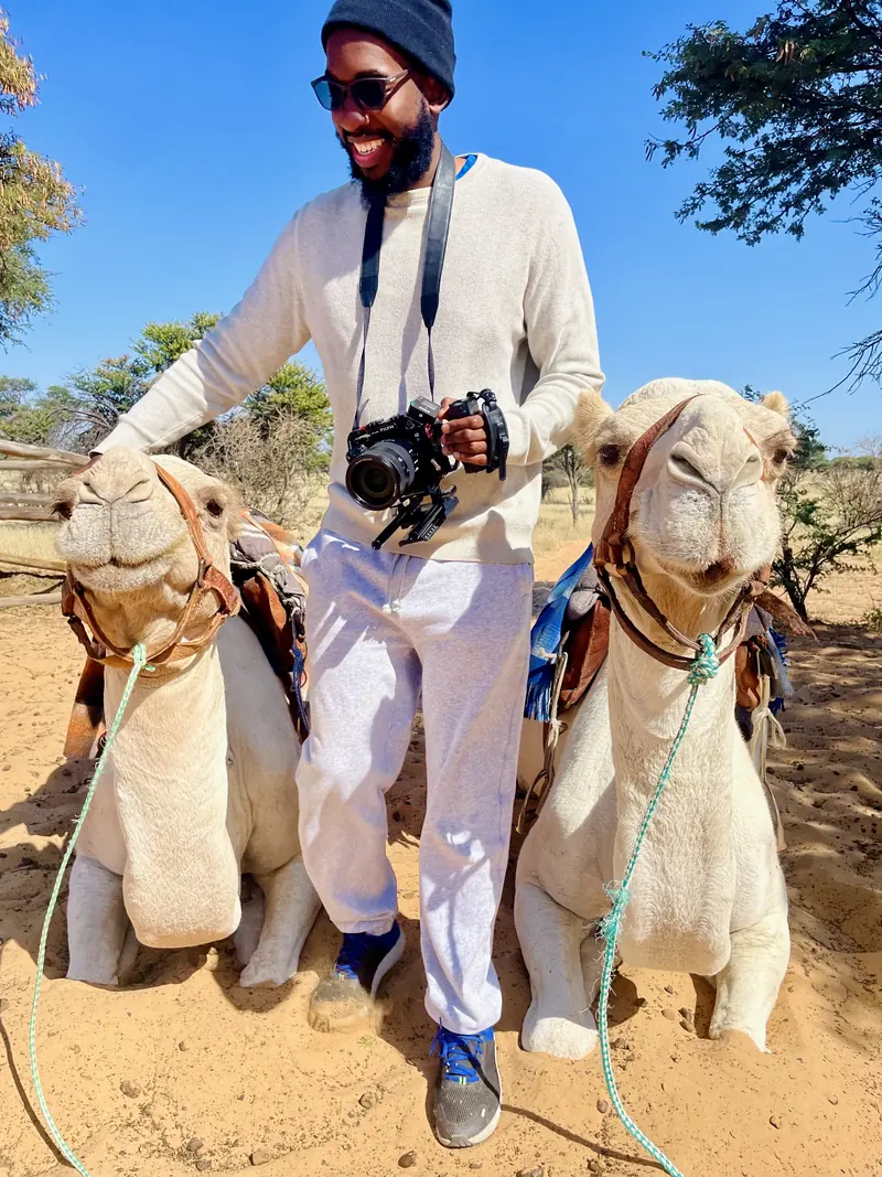 On location in the Kgalagadi with camera in hand