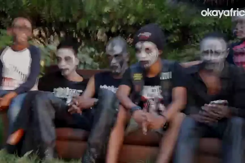 Members of Botswana's Marocko heavy metal subculture in face paint, filmed for OkayAfrica